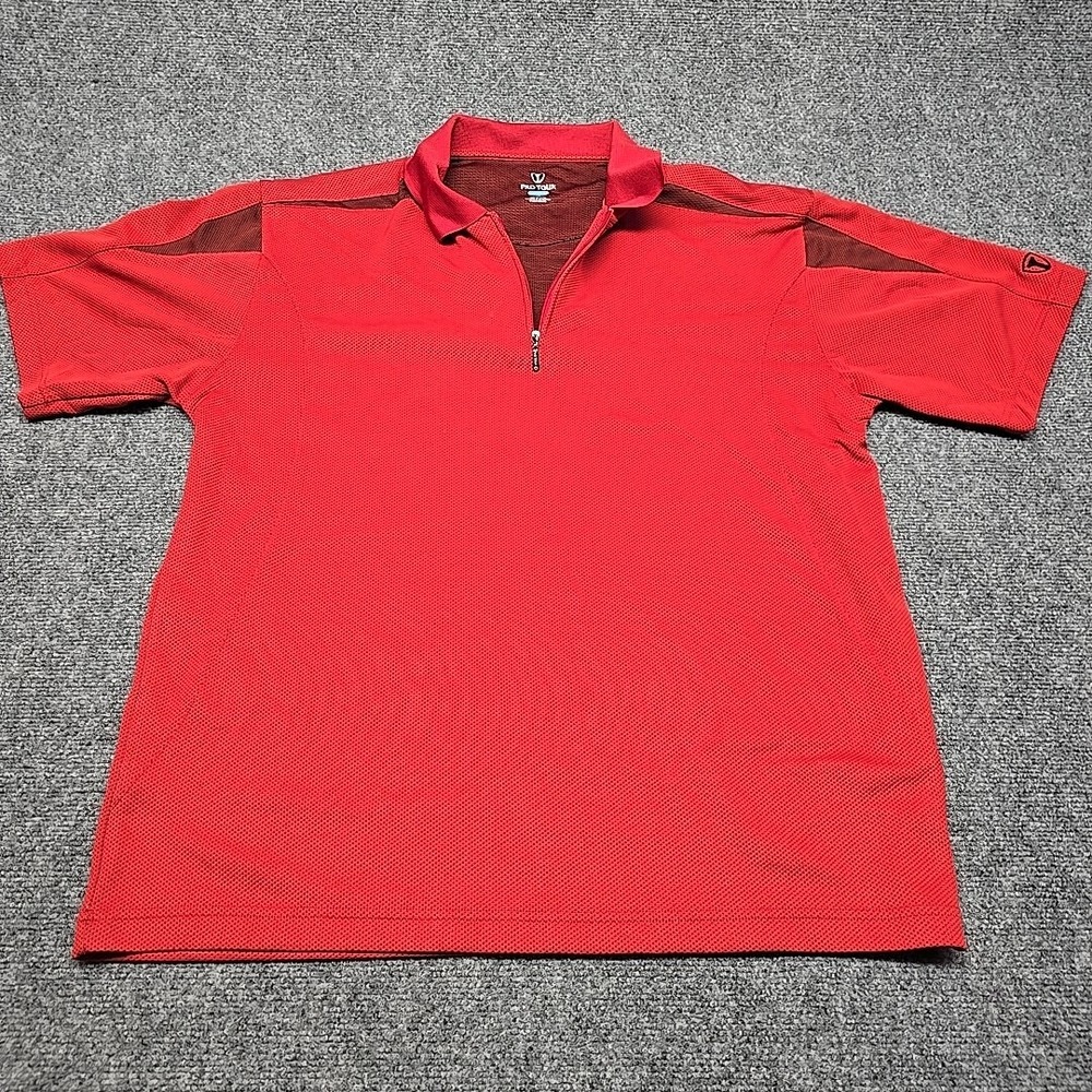 Golf Shirt Mens Quarter Zip Red CoolPlay XL Pro Tour Lightweight Short Sleeve